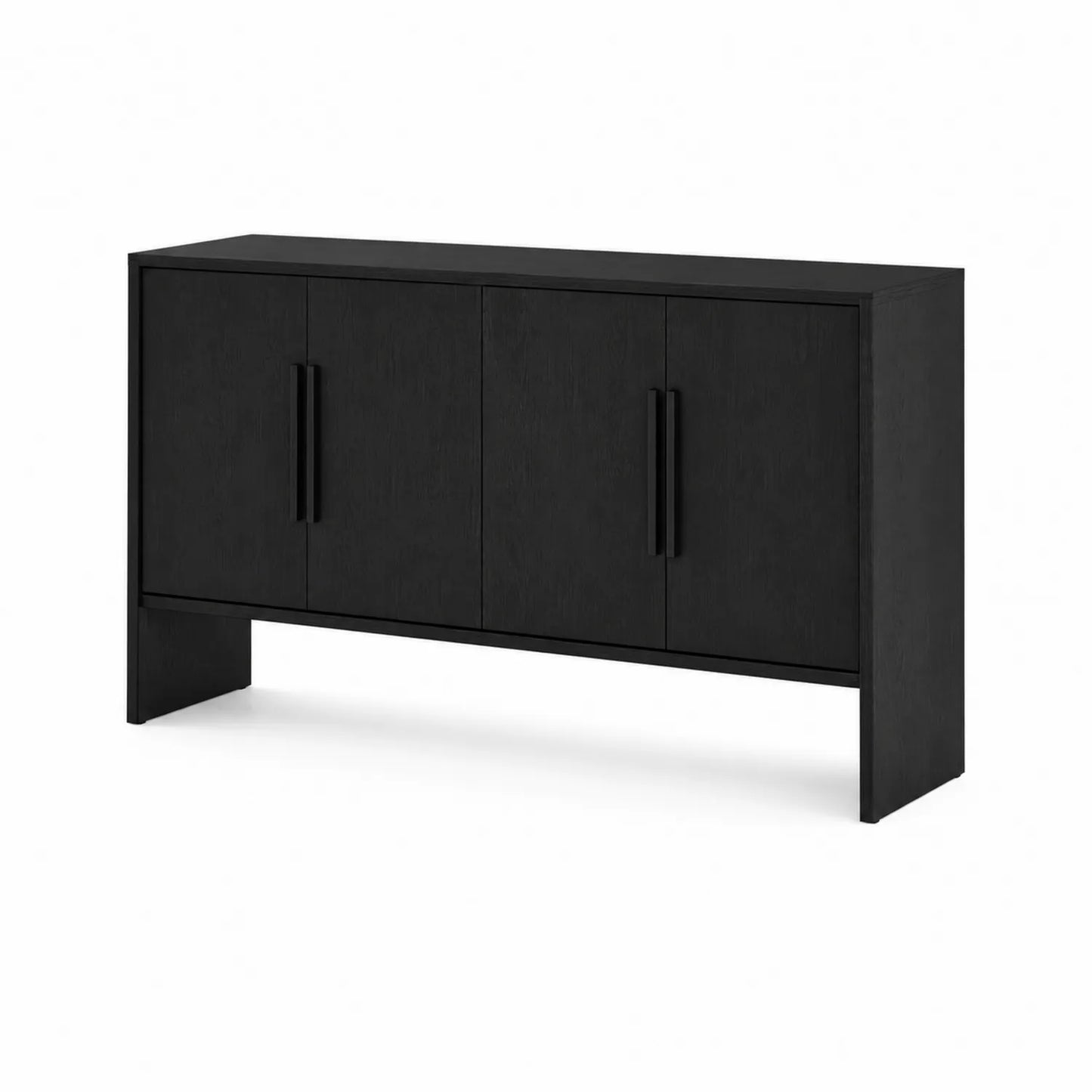 Sideboard Holzfurnier Schwarz 4 Türen 150x40x75 cm