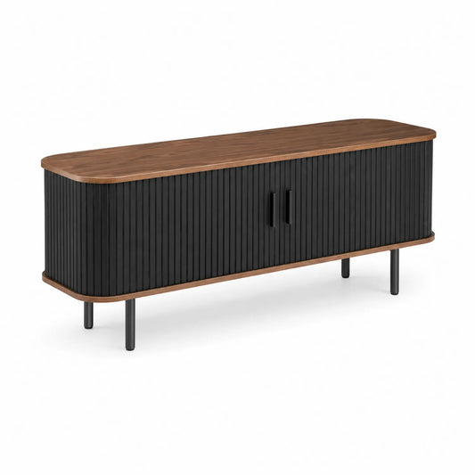 Sideboard Walnussfurnier und Schwarz 150x45x60 cm