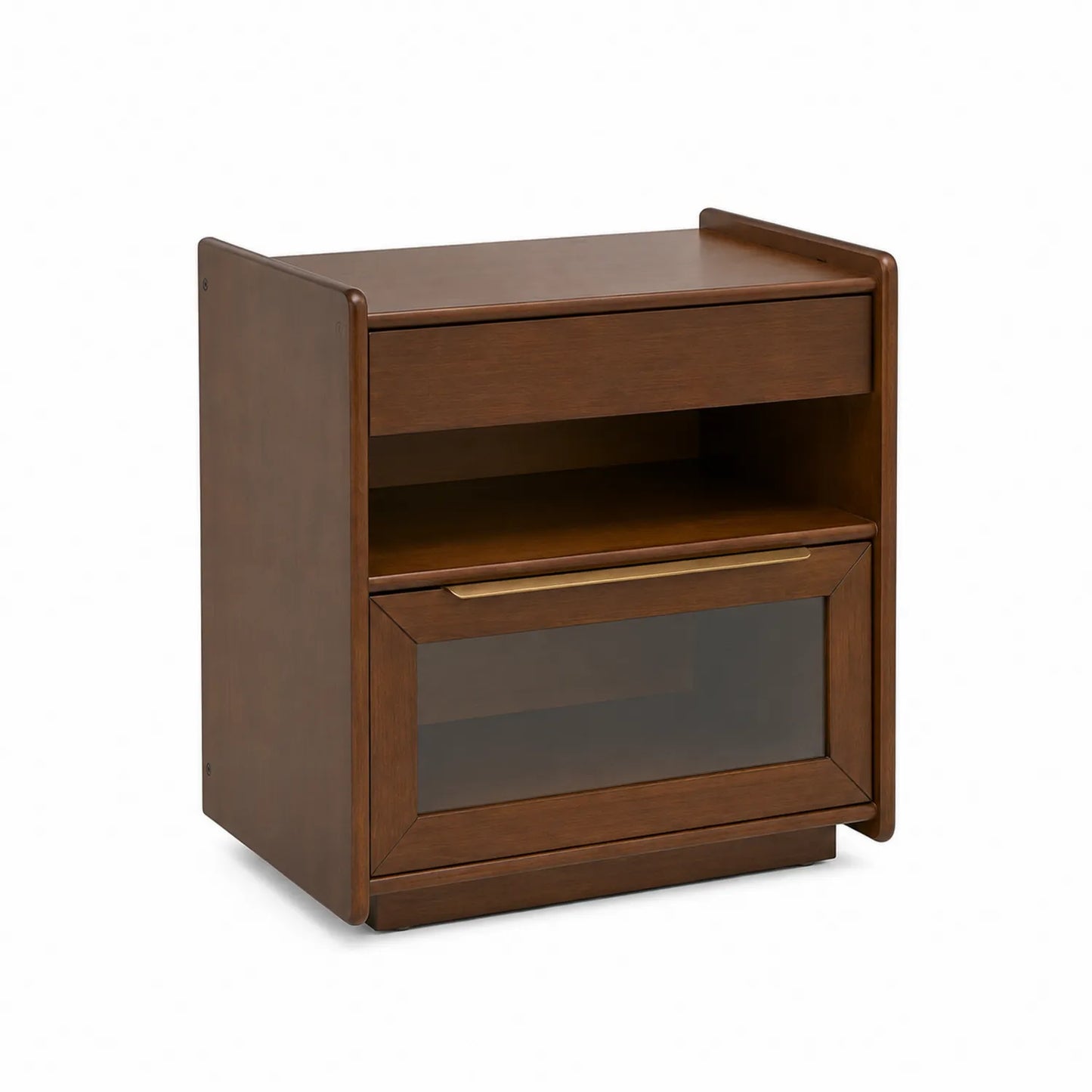 Nachttisch Massivholz mit Schublade und Glastür 45x35x60 cm