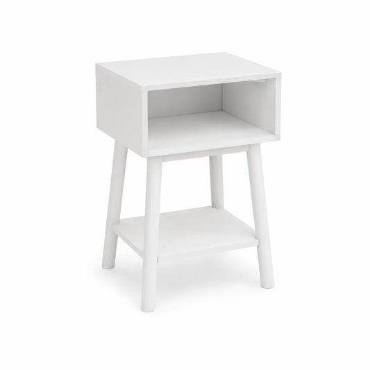 Weißer MDF Nachttisch mit Ablage 60x40x30cm