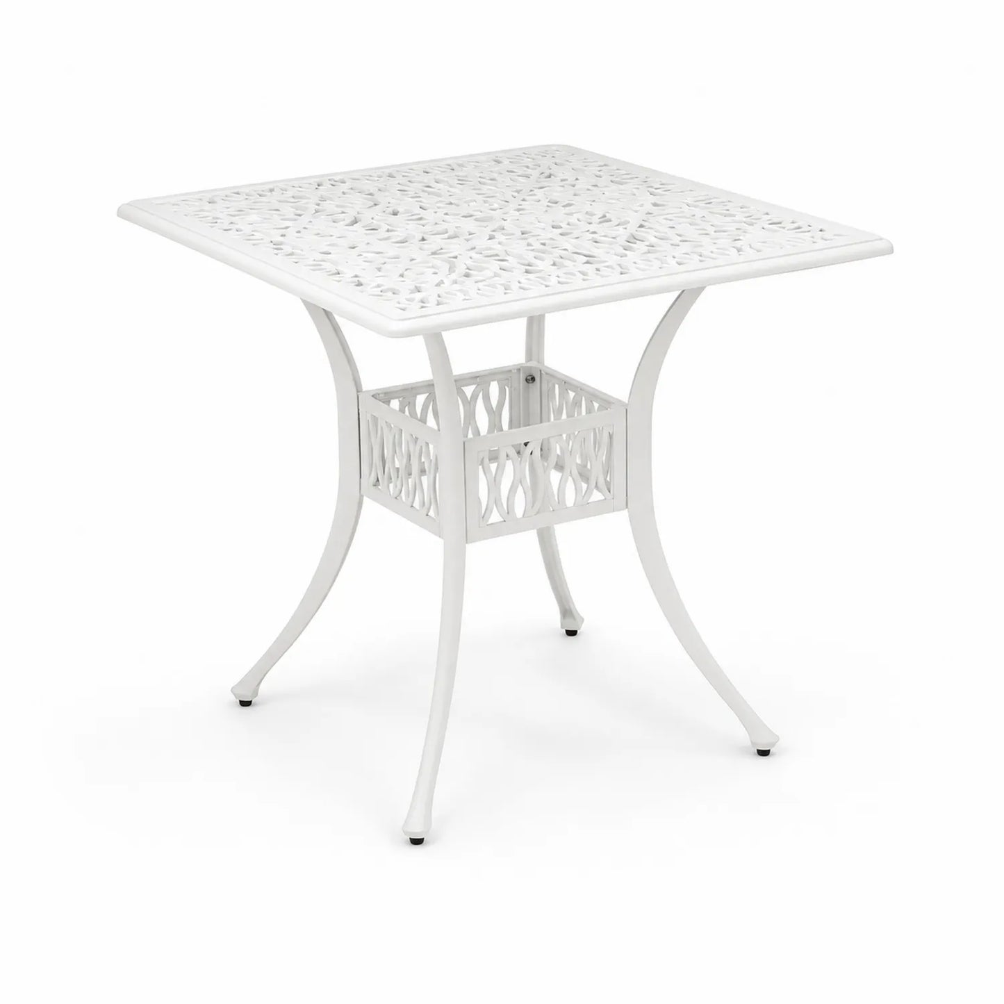 Quadratischer Aluminium-Esstisch für Außen, Weiß, 90x90x75 cm
