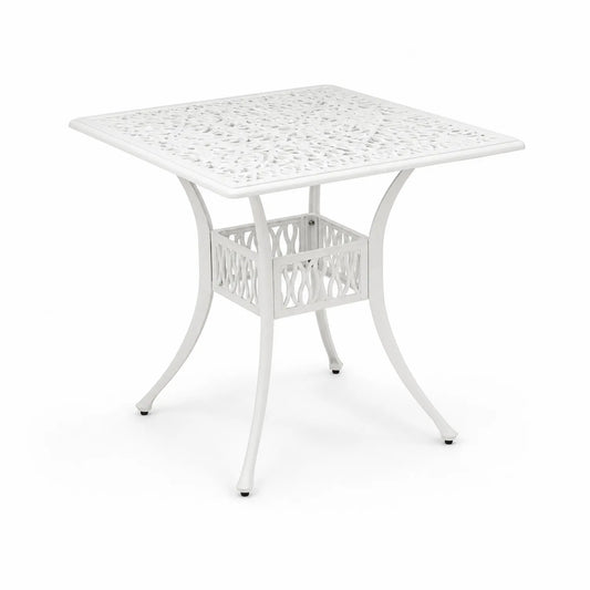 Quadratischer Aluminium-Esstisch für Außen, Weiß, 90x90x75 cm